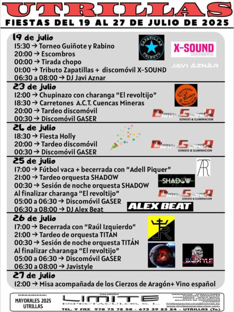 fiestas mozos 2025 julio en Utrillas