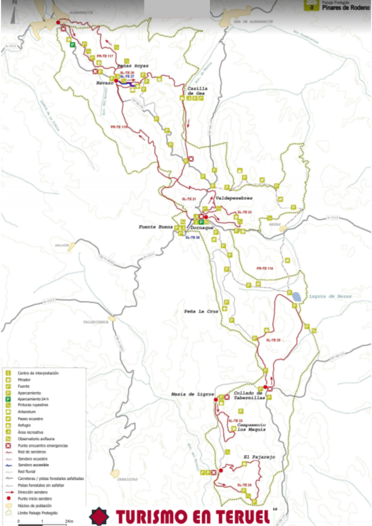 Mapa de senderos de Albarracín