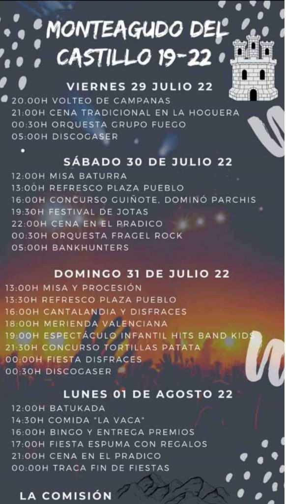 programa de fiestas Monteagudo del Castillo 2022